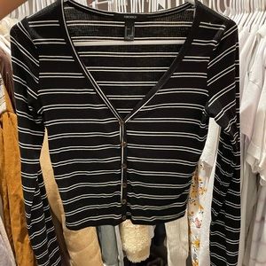 Forever21 Striped Deep-V Top